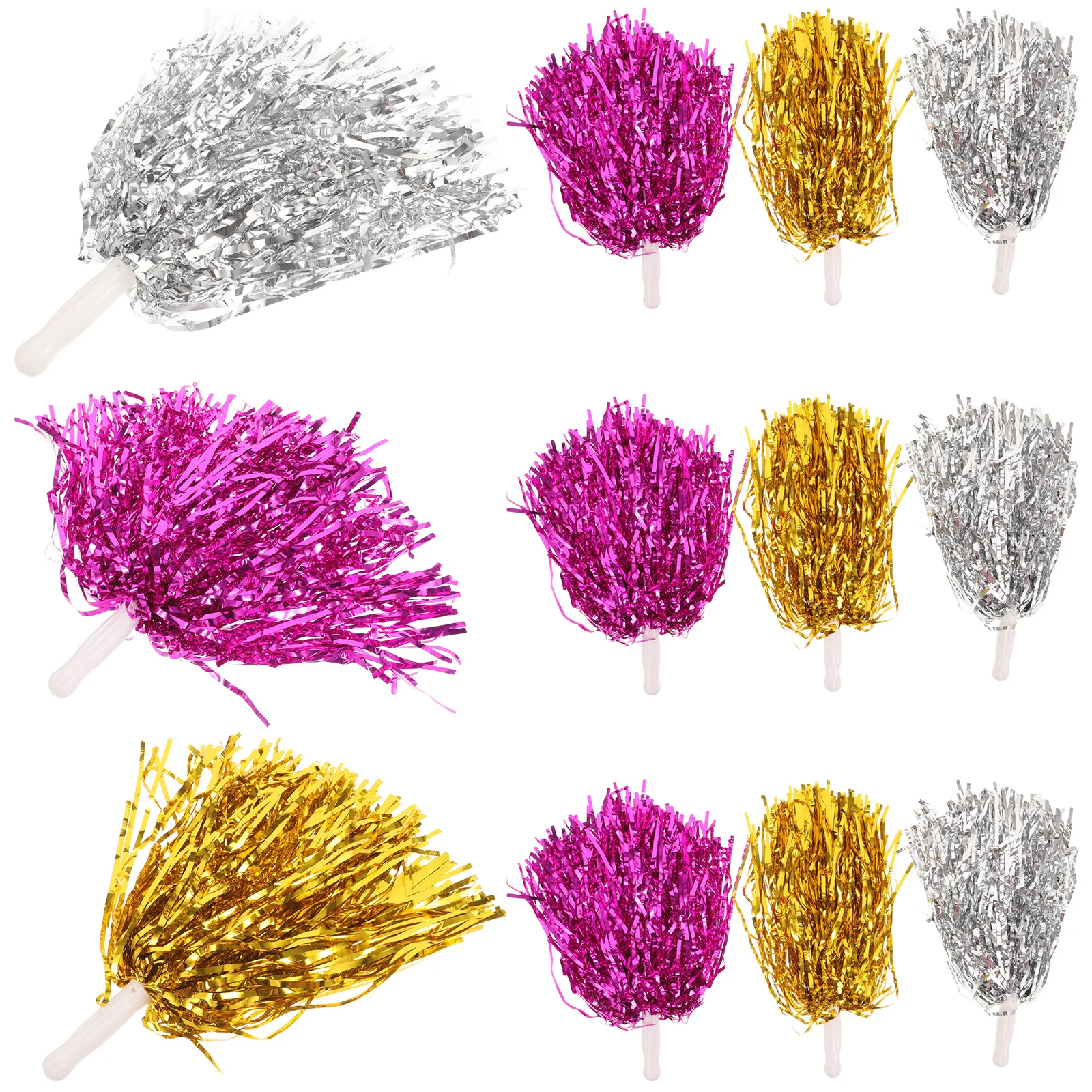 

12pcs Cheerleading Pompoms Reusable Cheerleader Accessories For Sports Events Dance Party Portable Performance Props Team