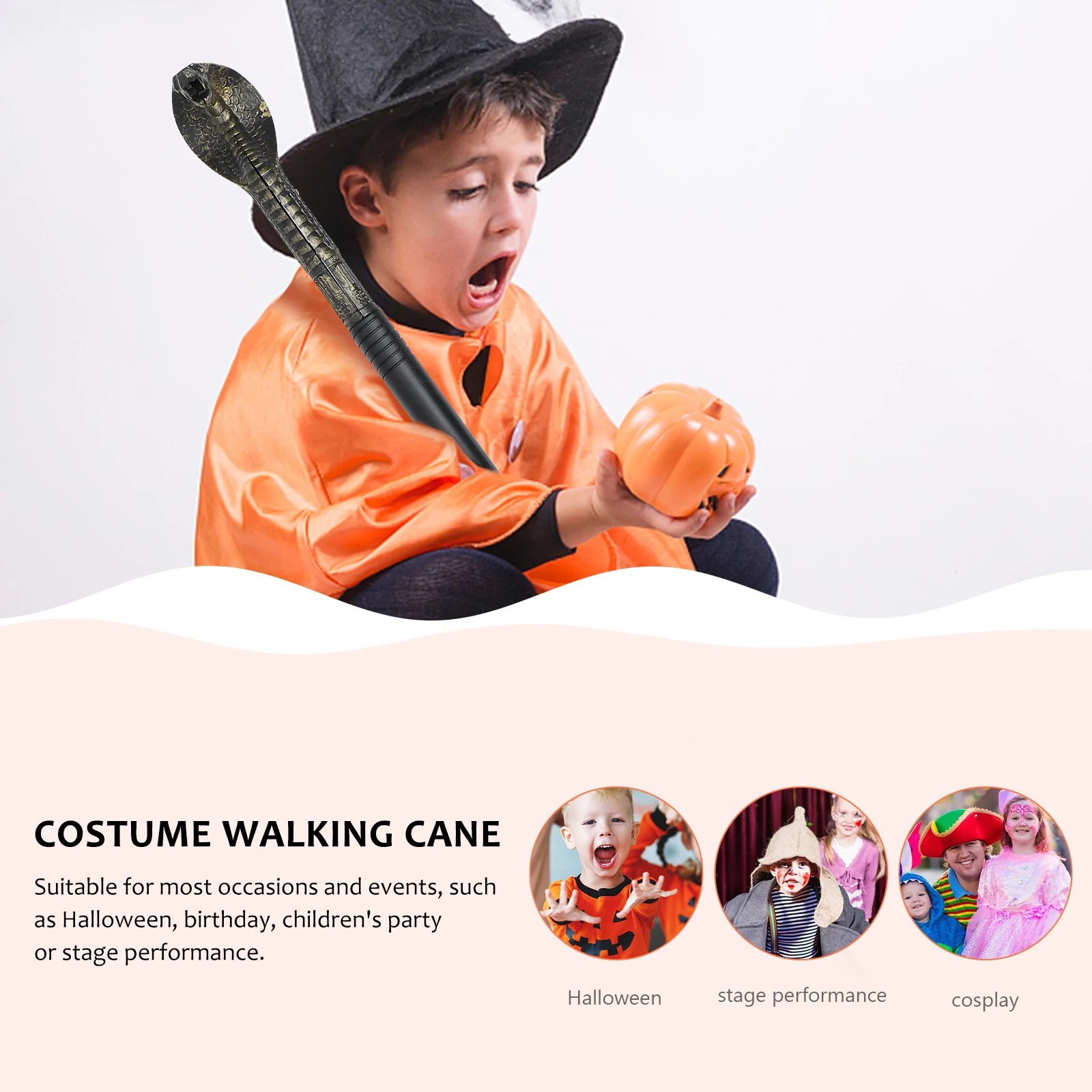 

2pcs Snake Head Scepter Costume Accessory Elegant Prop Stick Halloween Birthday Party Silver Plastic Three Section