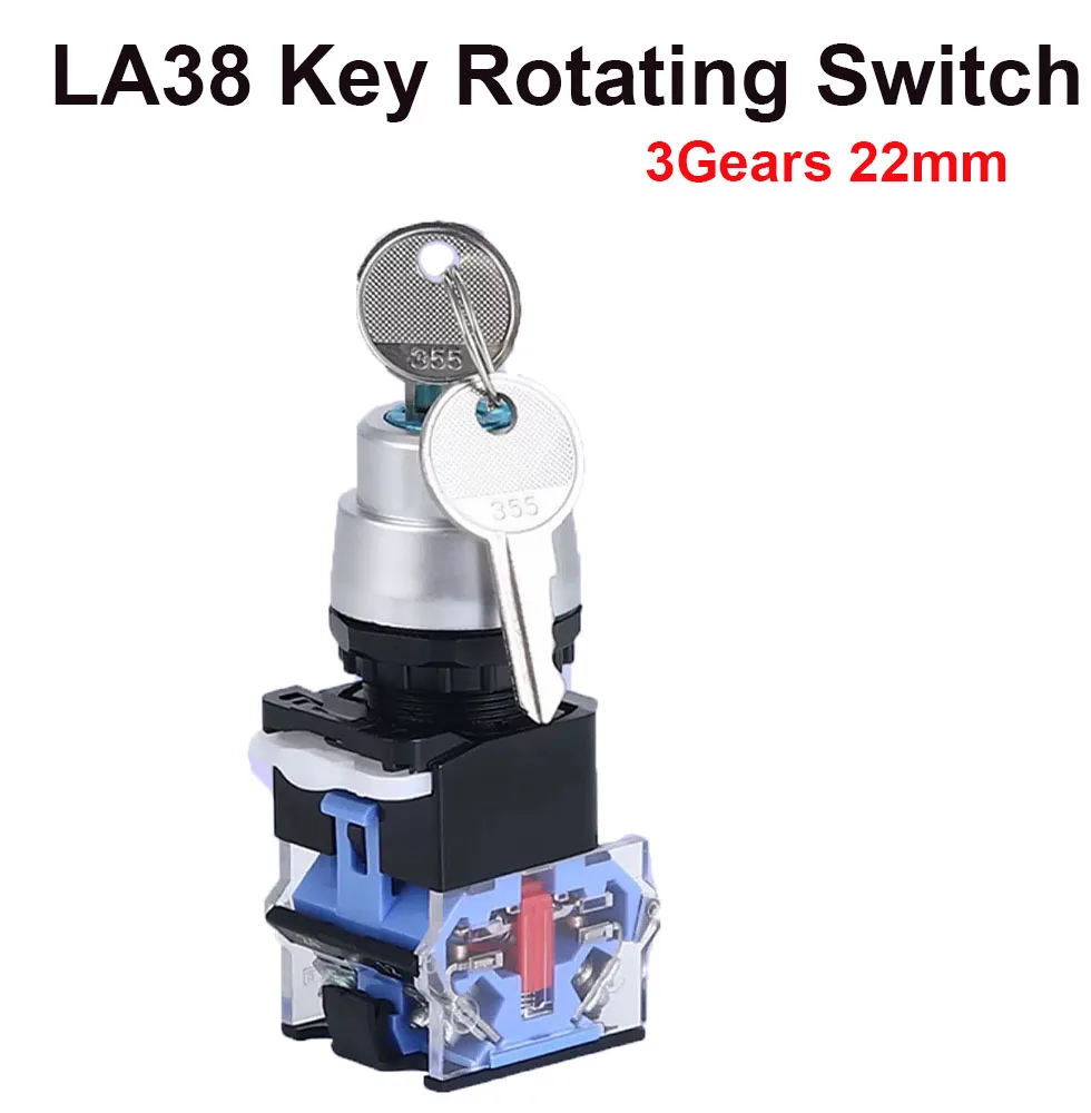 LA38-11Y2 20Y3 Key Switch Button Knob Switch Selector Switch Two-Position Three-Position Self-Locking 22mm