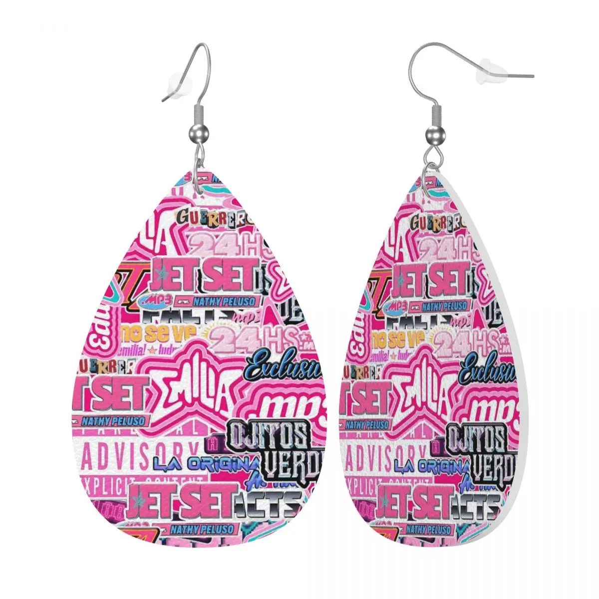 Custom E-Emilia Mernes Leather Teardrop Earrings Personalized For Mp3 Singer Poster Jewelry Accessories For Valentine's Day