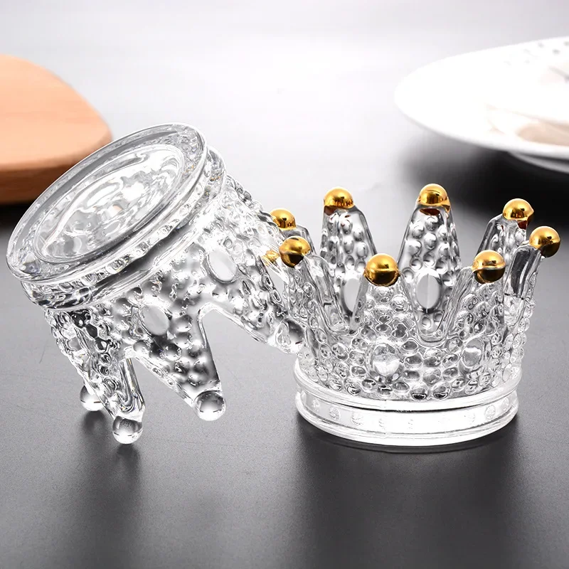 

Crown Crystal Ashtray Transparent Glass Cigarette Ash Tray Tobacco Cigar Ashtray Candlestick Smoking Accessories Home Decor Gift