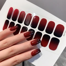 Red Gradient Baking-free Nail Stickers Long-Lasting Nail Strips Patch Slider Full Cover Decal Self-Adhesive Simple Full Wraps