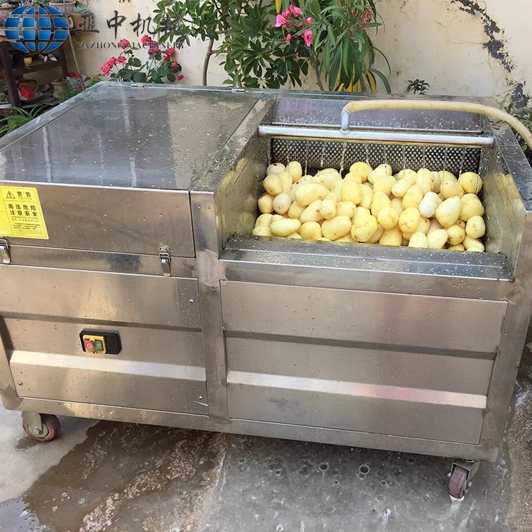 

60-100kg/h Industrial Potato Carrot Ginger Washing Machine Spiral Machine Sweet Potato Cassava Peeling Machine Roller Peeler