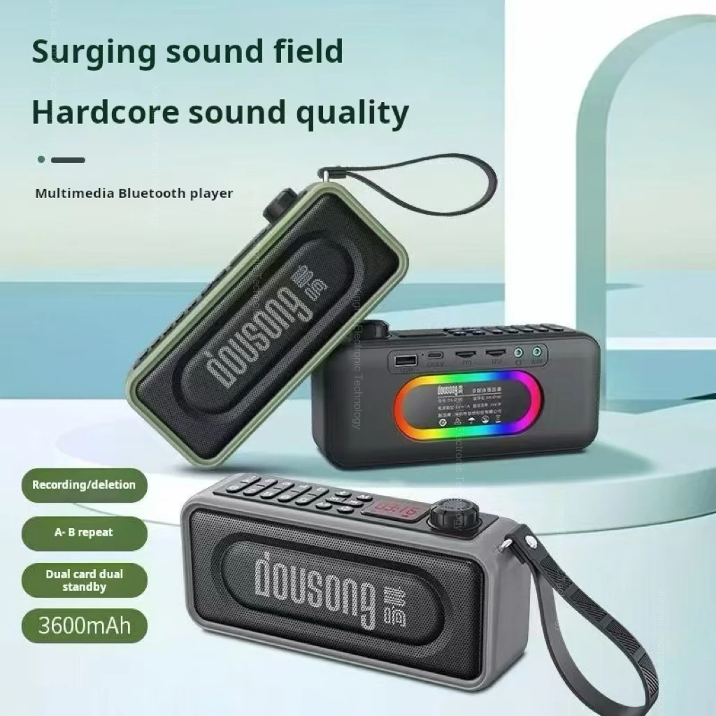 New DX100 Multimedia Bluetooth Speaker RGB Player Portable Recorder 3600mAh Battery Life Dual TF Card Outdoor Sports Sound Box