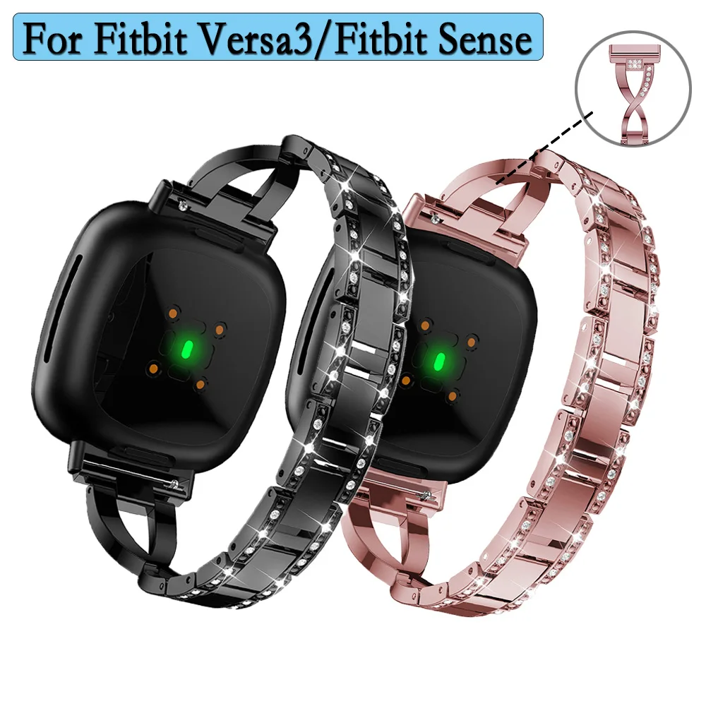 สายอลูมิเนียมอัลลอยด์สำหรับ Fitbit Versa 3 /fitbit Sense X-Shape อะไหล่สมาร์ทวอท์ชนาฬิกาแฟชั่นและหรูหรา