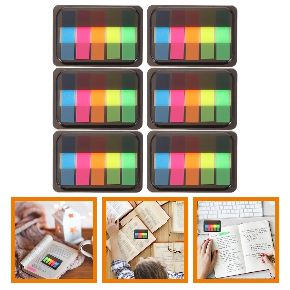 

Флуоресцентные маркеры страниц, 6 коробок, маркеры для чтения книг, липкие вкладки для тетрадей, принадлежности для аннотаций, привлекательные