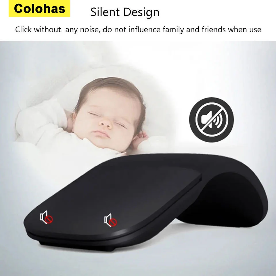 2.4G Wireless Touch Arc Third Generation Soft Folding Mouse for Microsoft Computer Laptop Desktop PC Universal Wireless Mouse