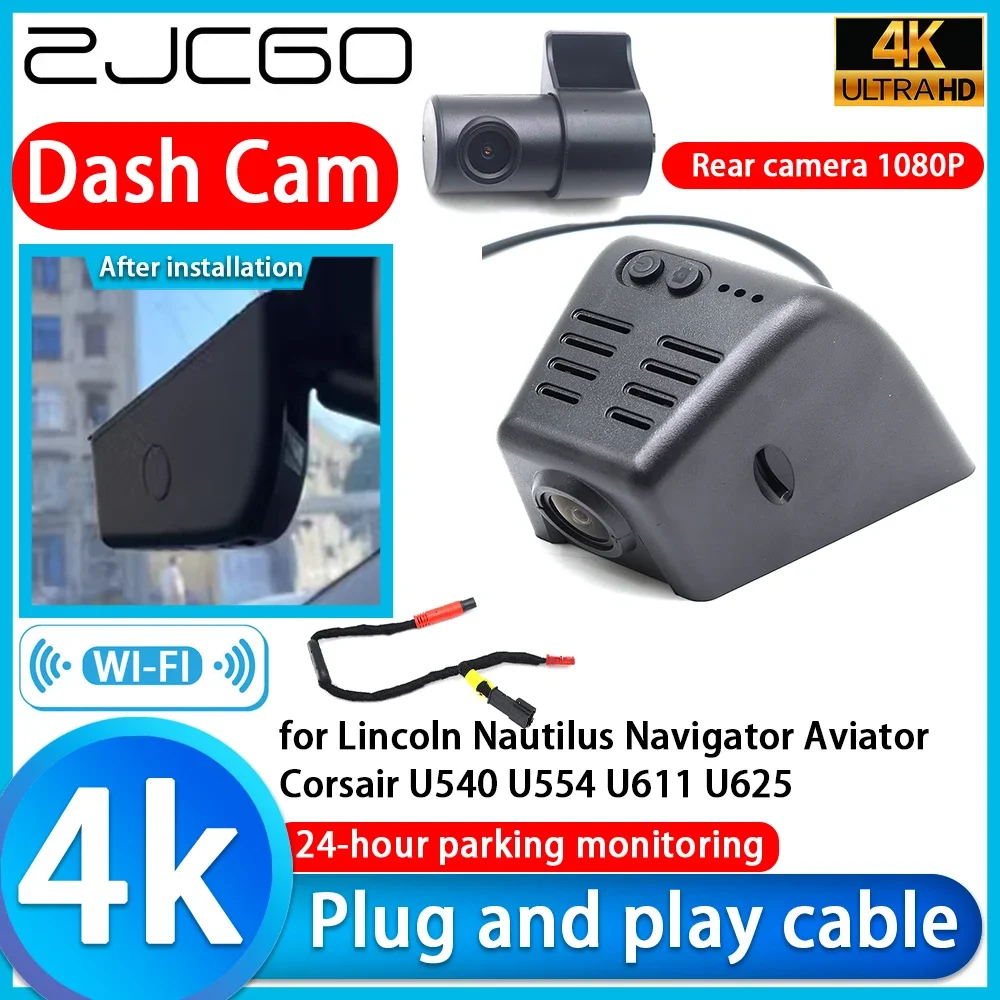 

ZJCGO Video Recorder 4K UHD Plug and Play DVR Dash Cam for Lincoln Nautilus Navigator Aviator Corsair U540 U554 U611 U625