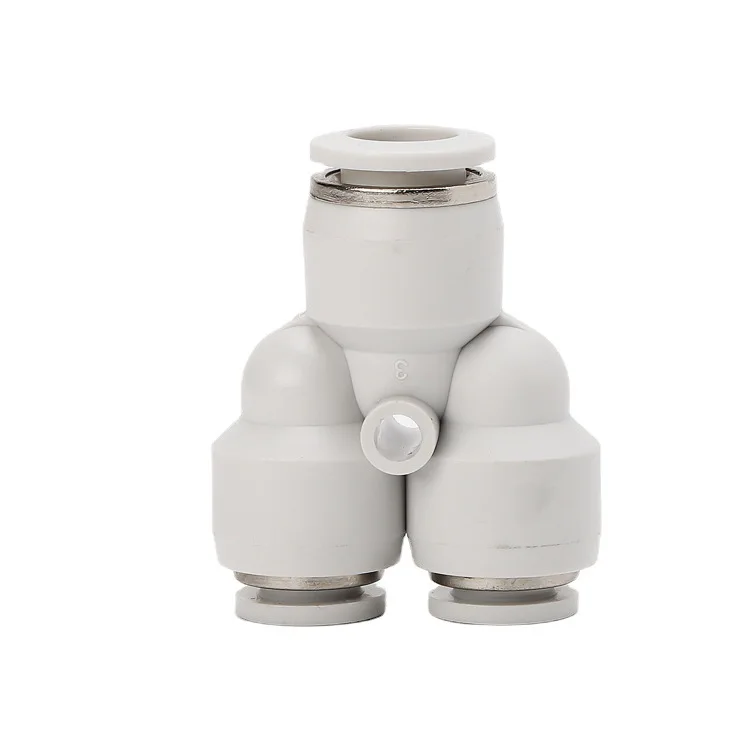 White Plastic Y-Shaped Air Quick Connector PY4-PY16, T-Type Pneumatic Tube Fitting for Air Compressor Water Pump System