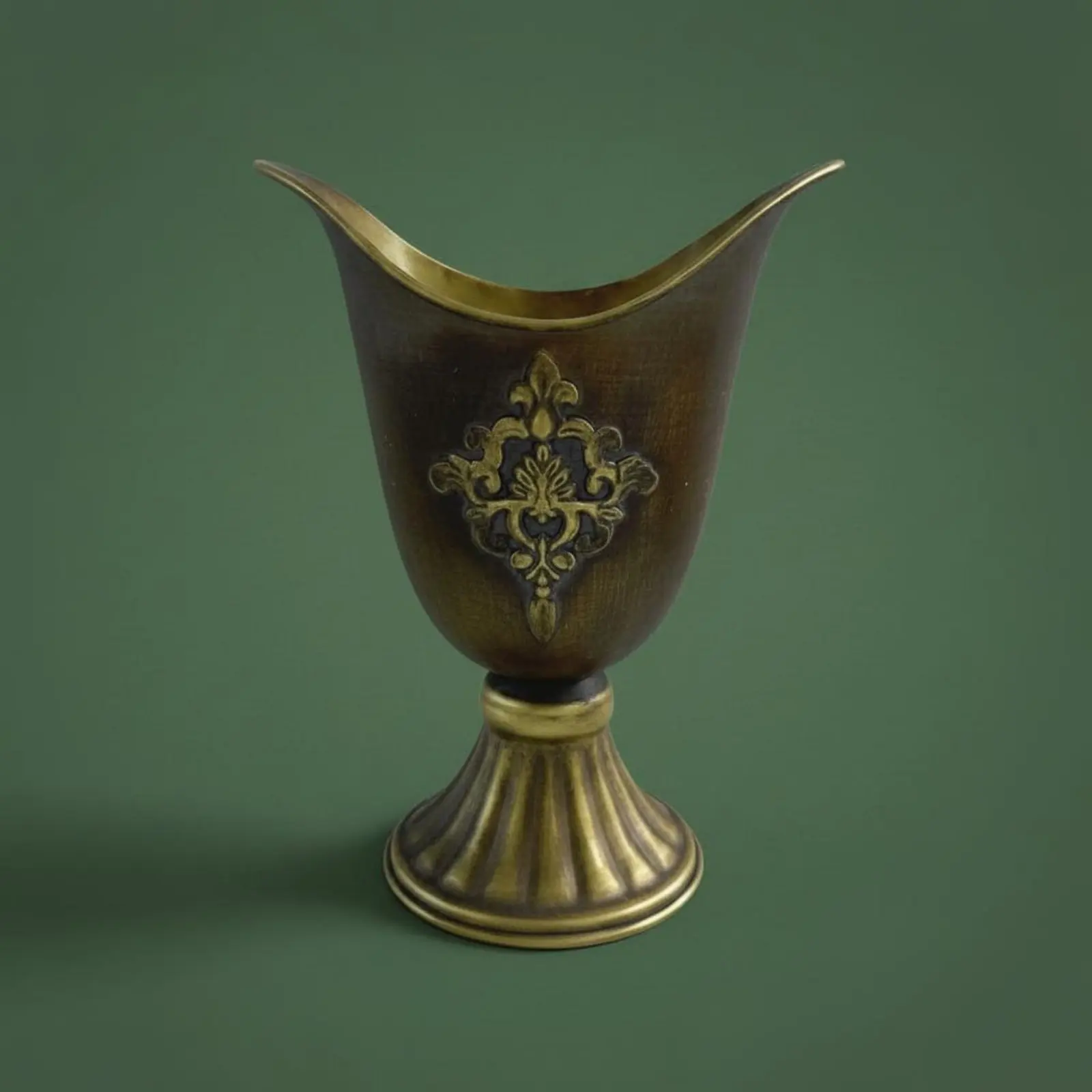 Bronze Finish Flower Pitcher Retro Retro Vintage Metal Vase Embossed Pedestal Vase Wide Mouth for Living Room, Entryway