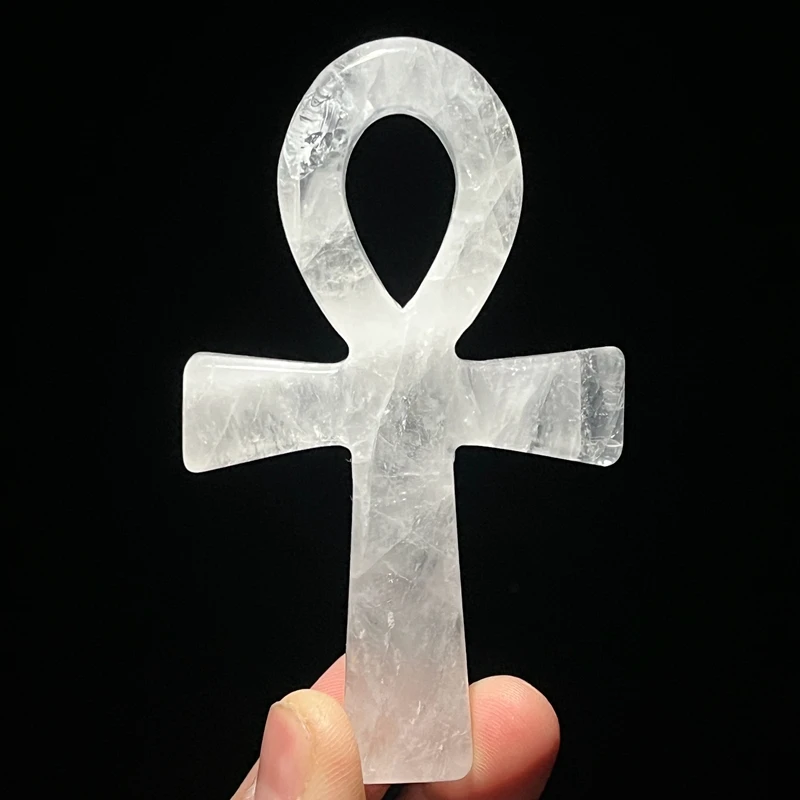 Natural Healing White Crystal Anka Cross Egyptian Ankh Life Symbol Hand Carved Craft Orgone Used for Meditation Stone
