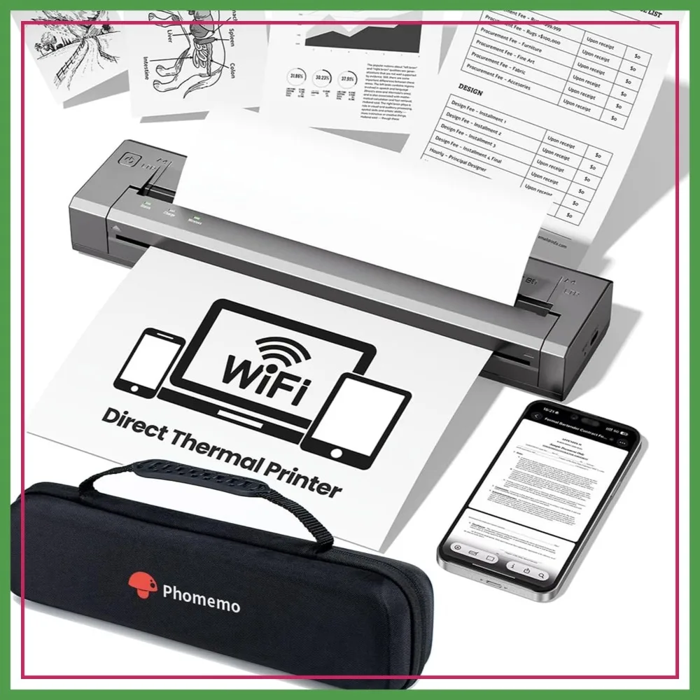 

WiFi Direct Portable Printer for Travel, AirPrint, Thermal Inkless, 8.5x11 US Letter, iOS/Android/Windows/Mac