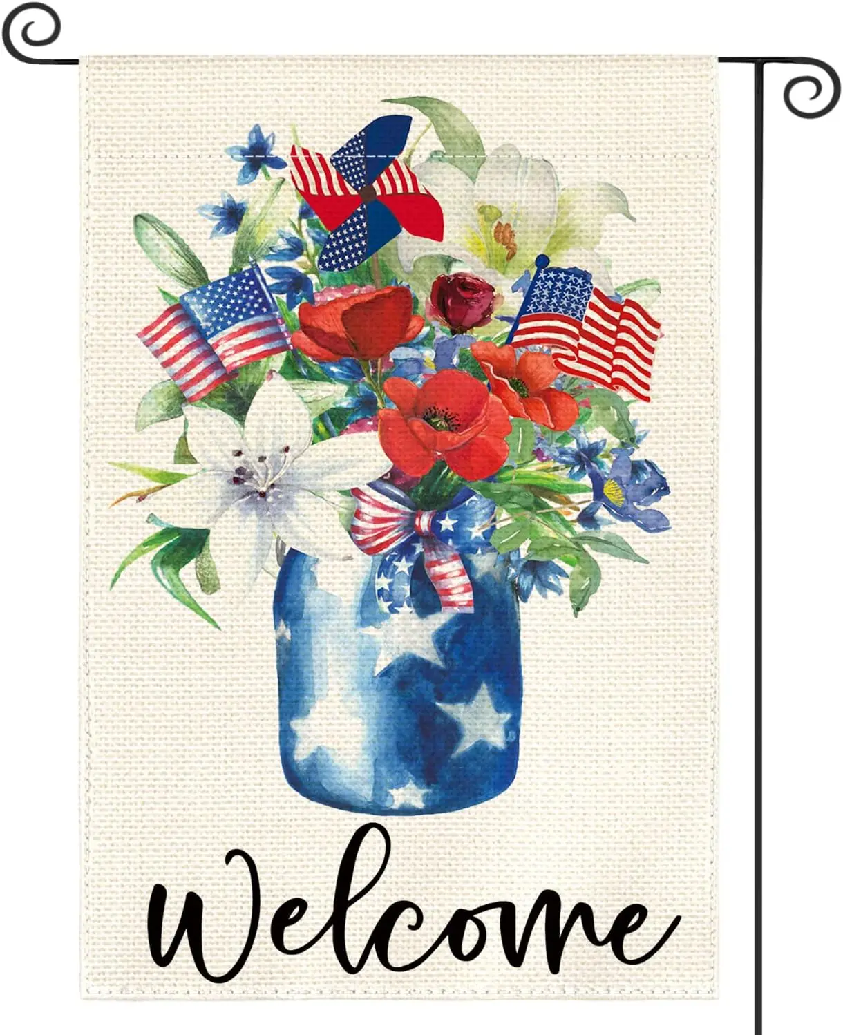 AVOIN colorlife Patriotic 4th of July Garden Flag Double Sided Outside 12x18 Inch, Independence Day Memorial Day Corn Poppy Lily