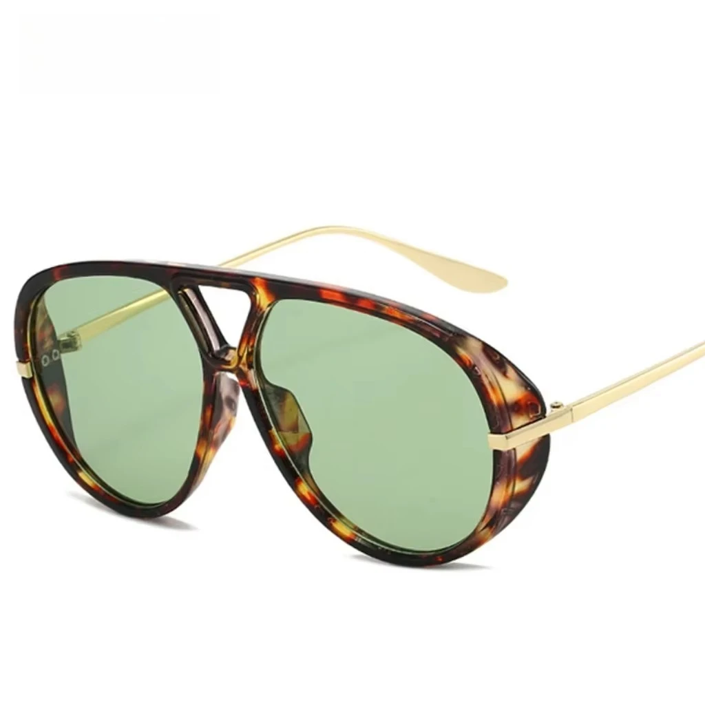 Lunettes de soleil oversize pour femmes, style pilote, double pont, tendance, rétro, couleur bonbon dégradée, protection UV400, lunettes de soleil punk pour hommes
