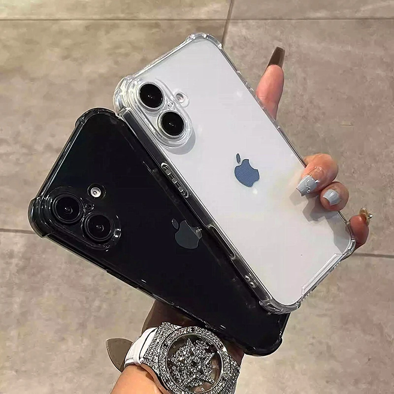 Luxury Transparent Black Silicone Soft Case For iPhone 16 15 14 13 12 11 Pro Max Plus Mini Clear Ultra Thin Cover Shockproof