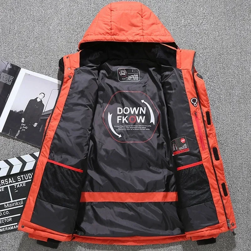 Terno térmico à prova de vento para homens, jaqueta, calças babadores, conjunto quente, traje de neve masculino, snowboard, inverno, novo