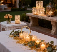 30pcs)Crystal Beads Candle Holder Votive Cylinder Candle Lantern Makeup Brush Holder with 5 Layers Beads for Wedding event481
