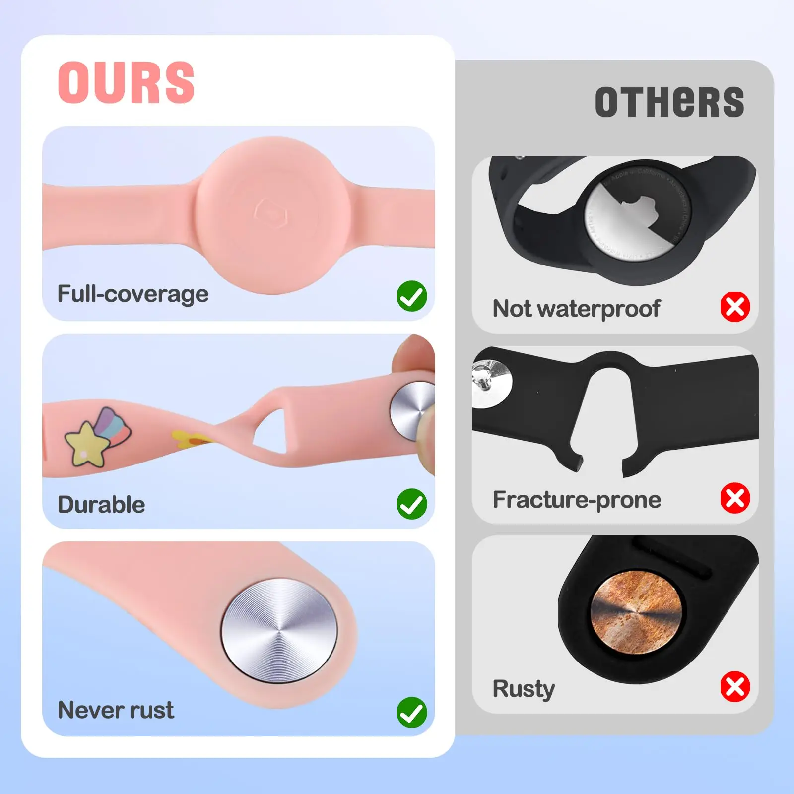 ل أبل Airtag حامل الأطفال سوار Airtags حالة الأشرطة الاطفال لطيف الكرتون حزام الساعات لتحديد المواقع المقتفي حامل سيليكون مقاوم للماء