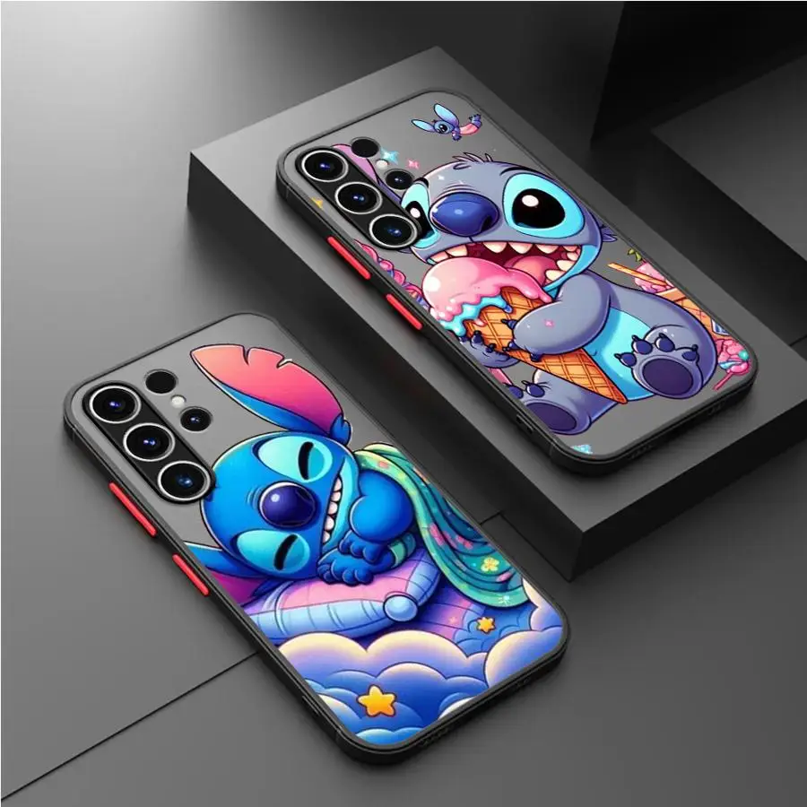 Cartoon Disney Stitch Matte Case For Samsung Galaxy S24 S22 S23 S20 S21 FE S10 Plus Note 20 Ultra 10 Lite Phone Fundas