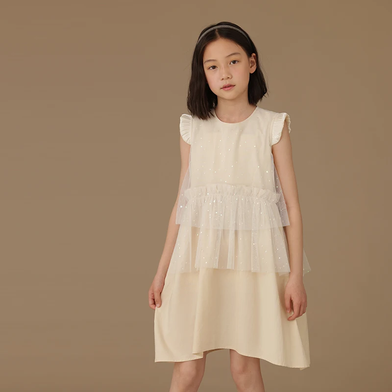 

Female child clothes Girls Dresses children's apricot dress summer dress school sundress new vest skirt Girls' gauze dress women