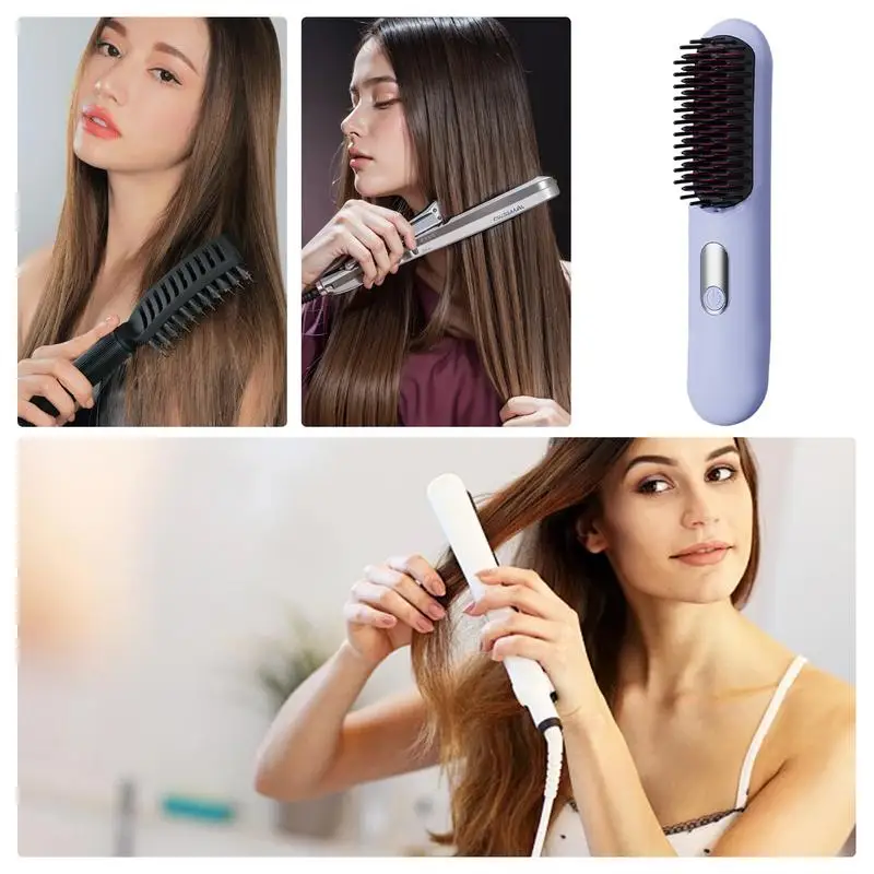Alisador de cabelo pente sem fio doméstico alisador de cabelo tecnologia de aquecimento rápido ferramenta de modelagem de cabelo para viagens dorrmitárias