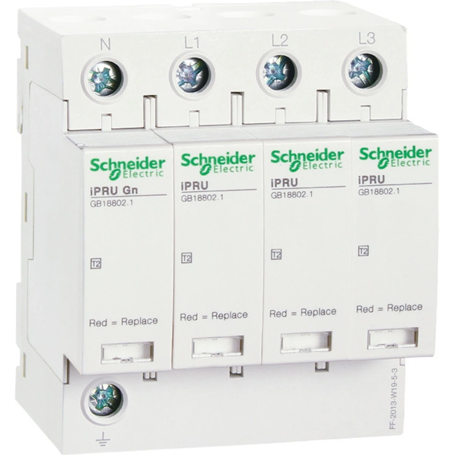 A9L010600 Schneider Wingoal the iPRU is pluggable class T2 surge protector 3P+N, Imax: 10kA, Uc: 350V