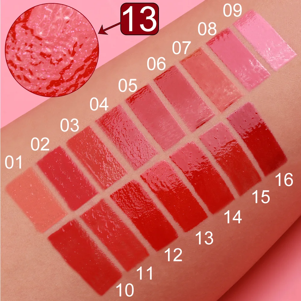 ملمع شفاه مرطب 16 لونًا، تركيبة مرطبة غير لاصقة من الزجاج عالي اللمعان مع فيتامين E غني بالشفاه الكاملة #3