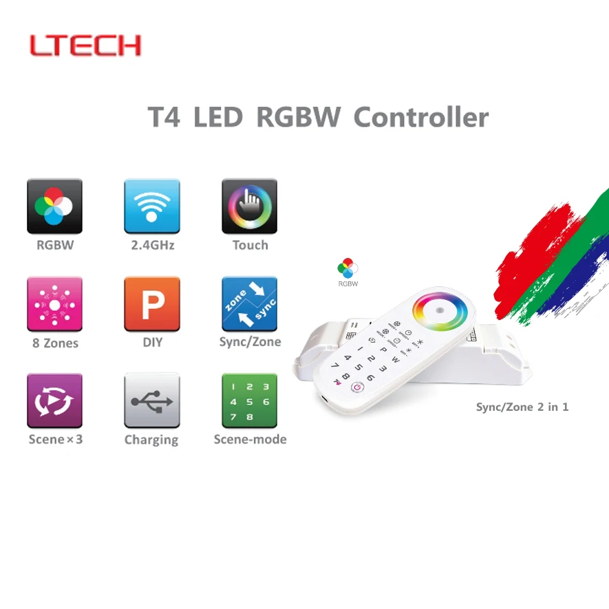 controlador-led-rgbw-ltech-dc5v-24v-5ax4ch-max-20a