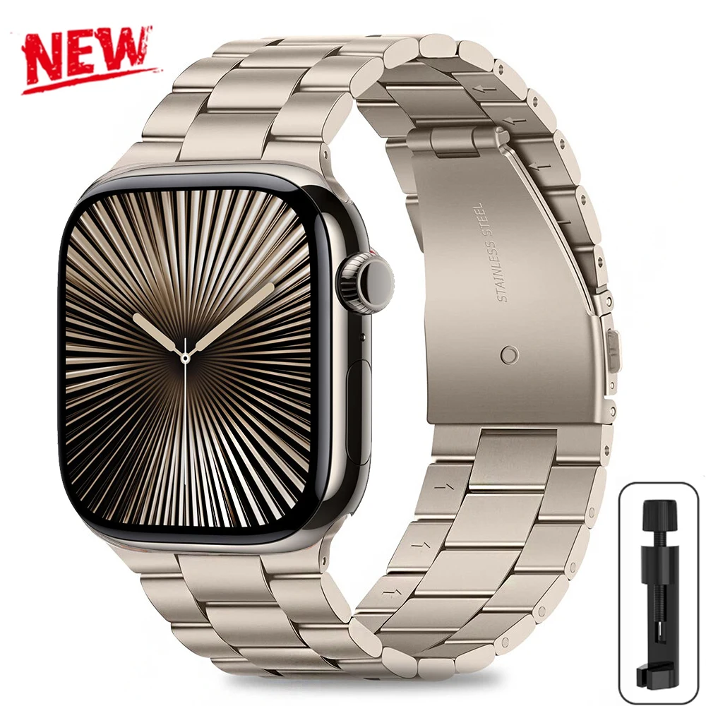 

For Apple Watch 10 46mm Strap Stainless Steel Wristband Accessories Correa For Iwatch 10 9 8 Ultra 49mm 42/44/38mm Metal Band