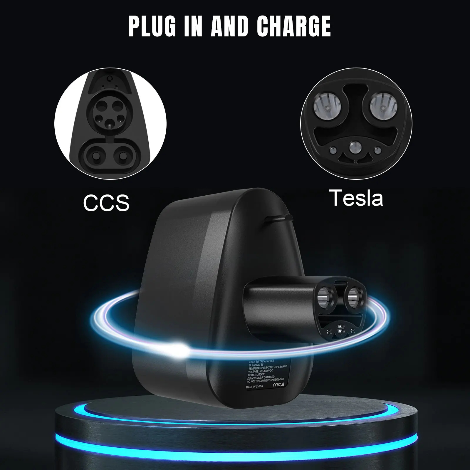 BOSDANTUN CCS1 to Telsa charger Adapte 250KW DC Accessories for car Tesla Model Y S X 3 black j1772 eves