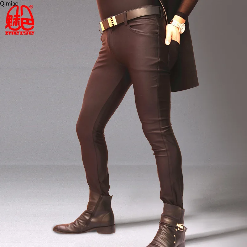 

Sexy Man Skinny Jeans Pencil Pants Leggings Nightclub Tight Trousers Mercerizing Elastic Fibre Close-Fitting Small Leg Pantalons
