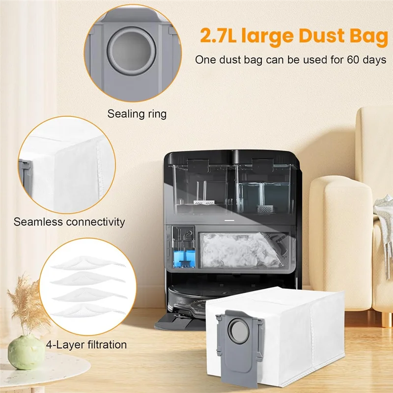 

ABUI-Replacement Accessories For Roborock Saros 10R Robot Vacuum Cleaner Main Brush Side Brush Hepa Filter Dust Bag