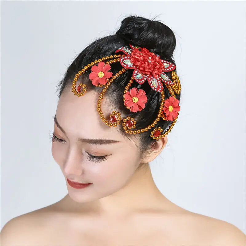 Dance Headdress Performance Kids Tiara Headpiece Multi-Color Hair Accessories Crystal Flowers Headband Bridal Hair Jewelry