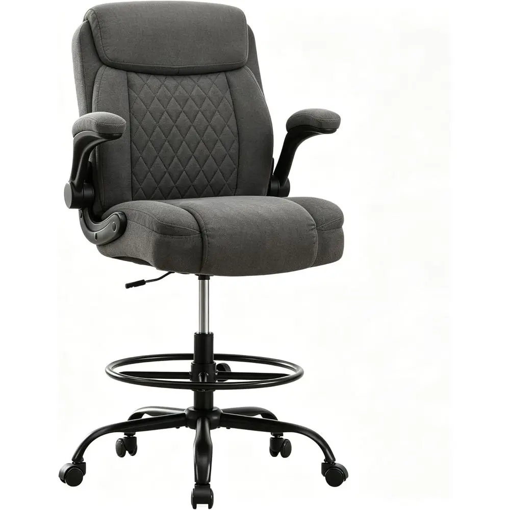 Ergonomic Adjustable Tall Office Chair with Footrest, Swivel, Lumbar Support, and Flip-Up Armrests