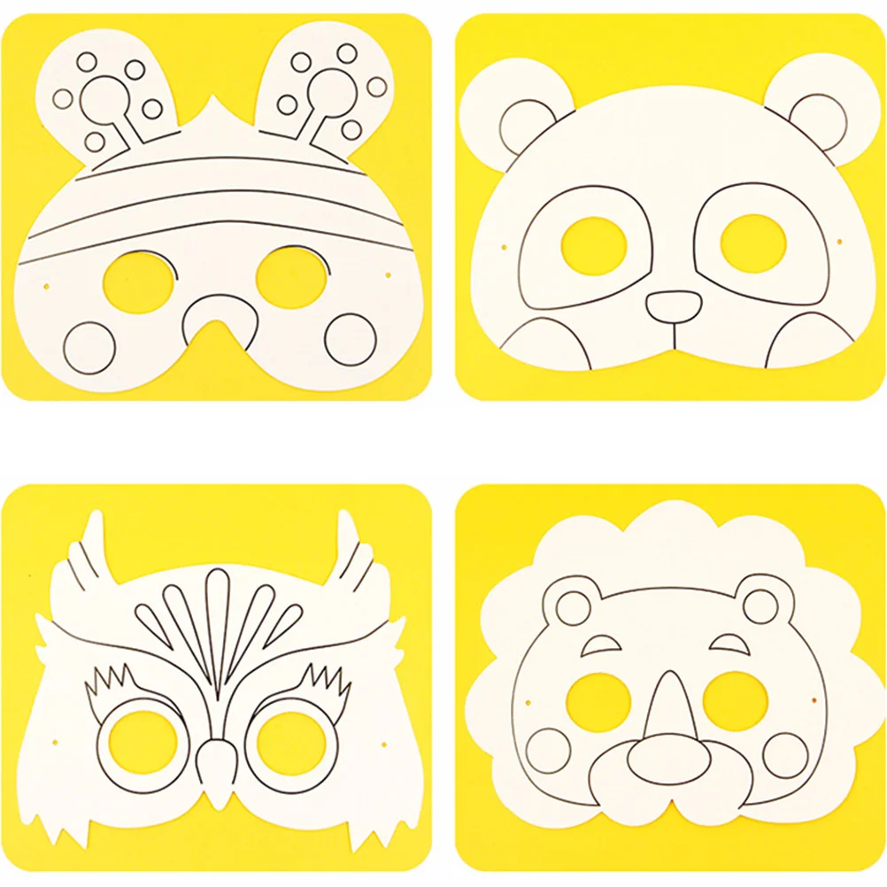 

10 PCS Blank Mask DIY White Craft Masks Drawing Paper Coloring Graffiti Cartoon Child