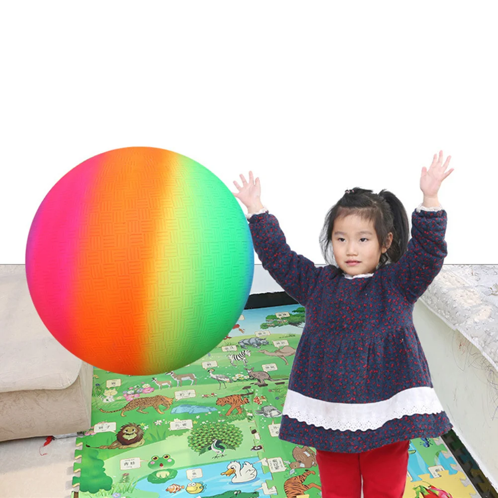 Pelota de arcoíris de PVC grueso para niños, pelota de juego deportiva de Color brillante para juegos de interior y exterior, habilidades de lanzamiento, 2 uds.