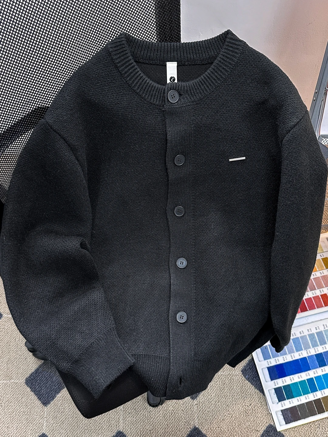 

American Sle Heavy Knitted Sweater Men's Casual Pure Color Open Cardigan Sweater Lazy Sle Retro Leisure Outerwear