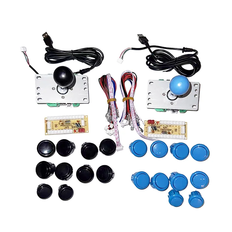 Dual Player Arcade DIY Kit with 8-Way Joysticks and Instant-Response USB Encoder for PC Gaming Systems