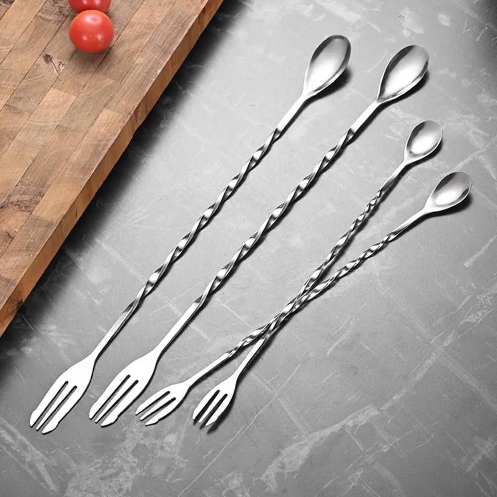 Milk Tea Spoon Stainless Steel Cocktail Mixing Spoons for Tea Coffee Ice Cream Long Stirring Spoon