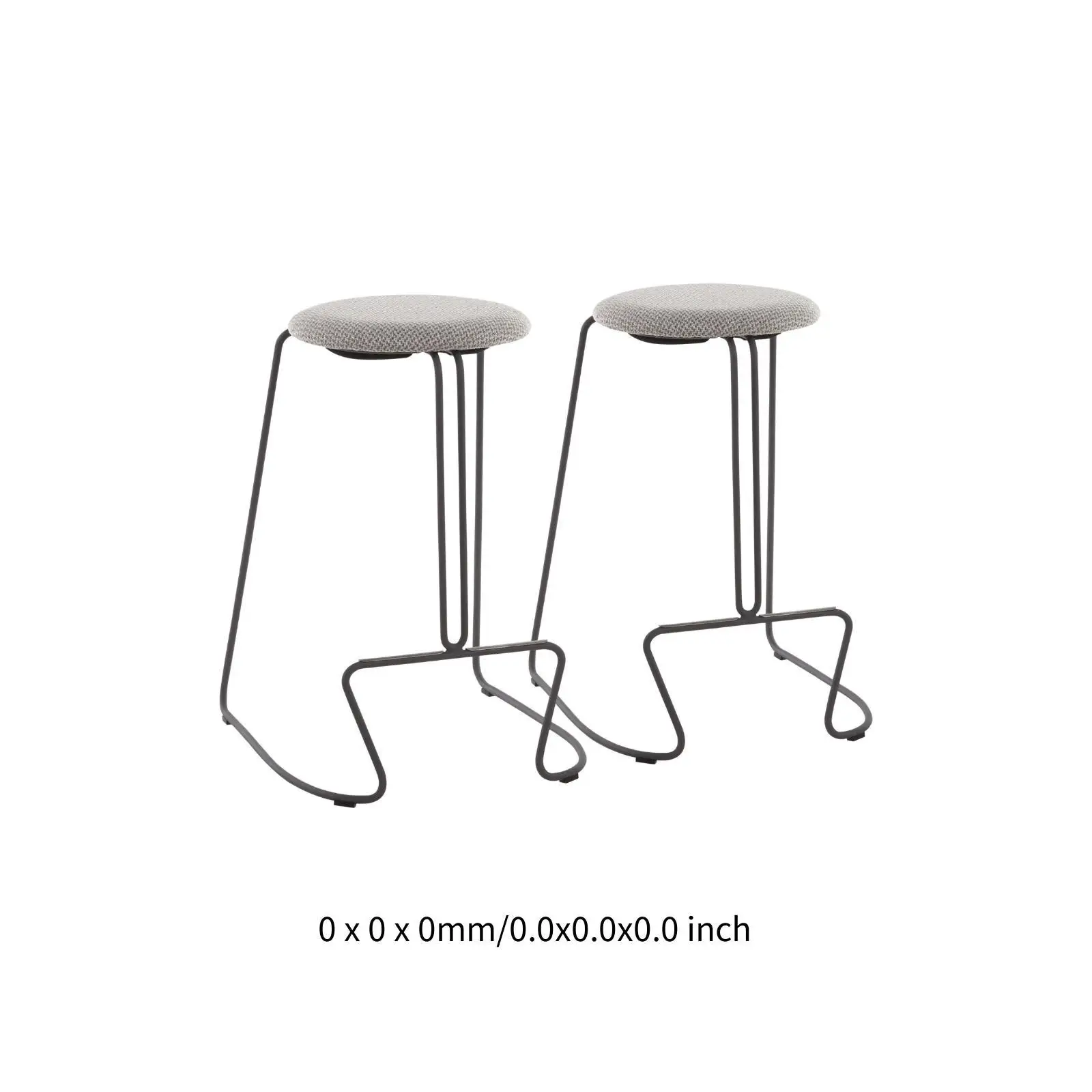 Eigentijdse counterkruk van grijs staal en lichtgrijze stof van