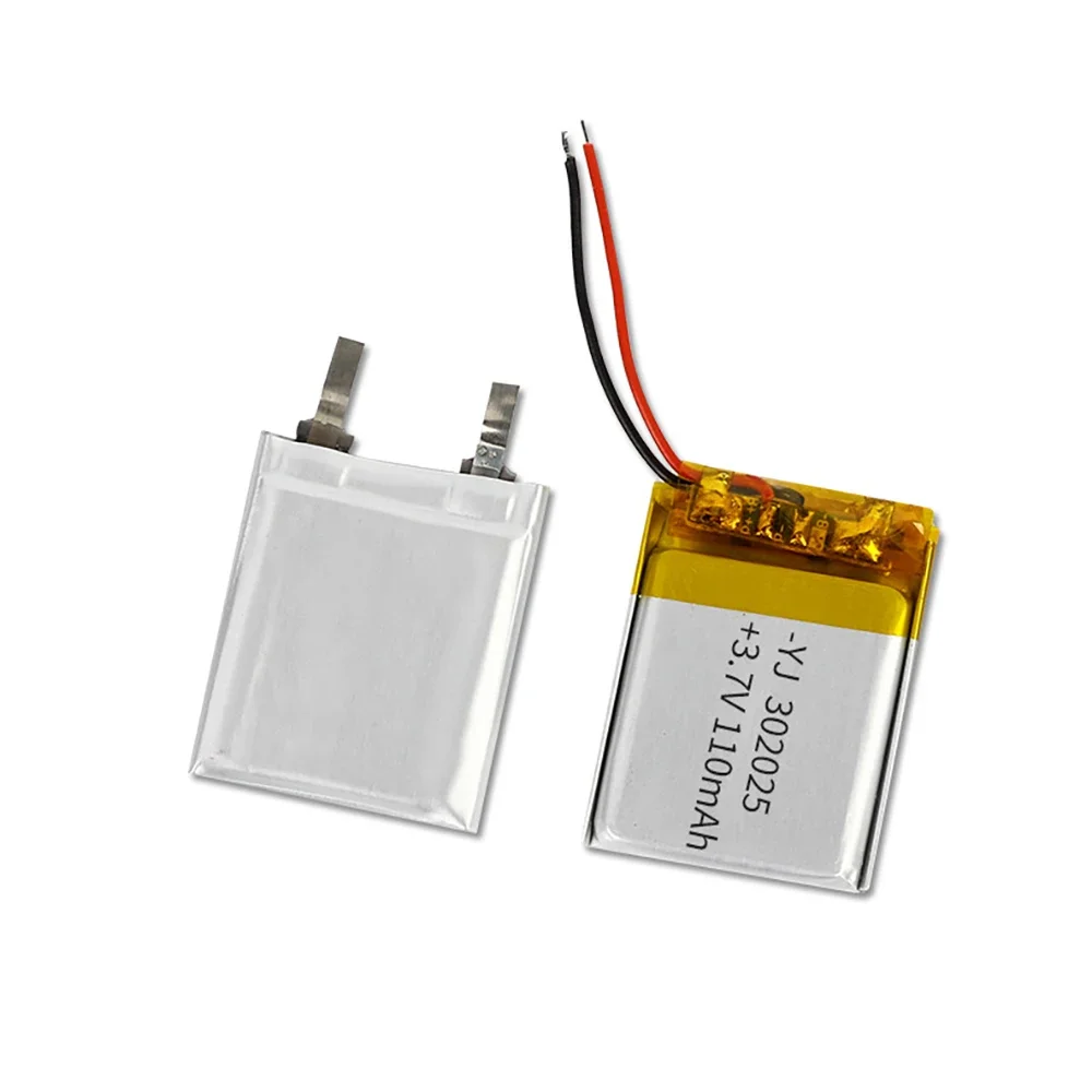 3.7V 110mAh Polymer Lithium LiPo Rechargeable Battery 302025 For Bluetooth headset, beauty instrument, selfie stick, spray, etc