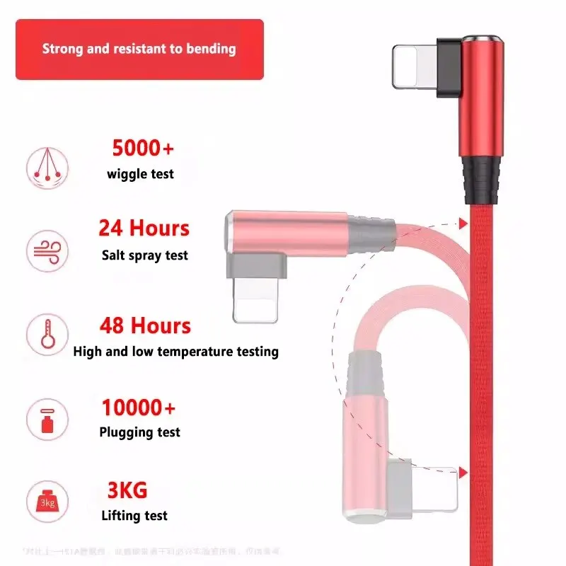 Usb Elbow Mobile Game Fast Charging Data Cable Suitable for iPhone 5s/6plus/7/8/Xsmax/11/12pro/13/14 Mobile Phone Charging Cable