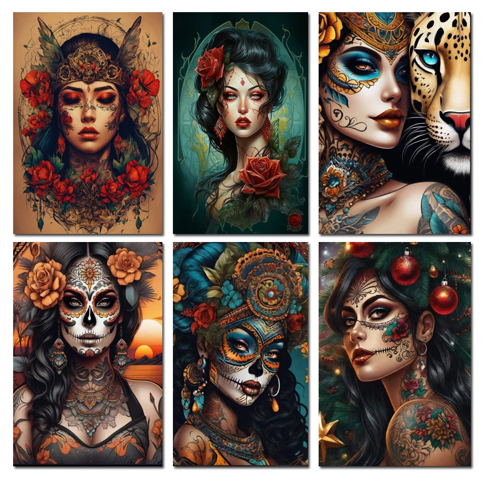 Nouveau 2024 bricolage 5D diamant peinture tatouage femmes plein rond carré diamant broderie mosaïque point de croix Kits