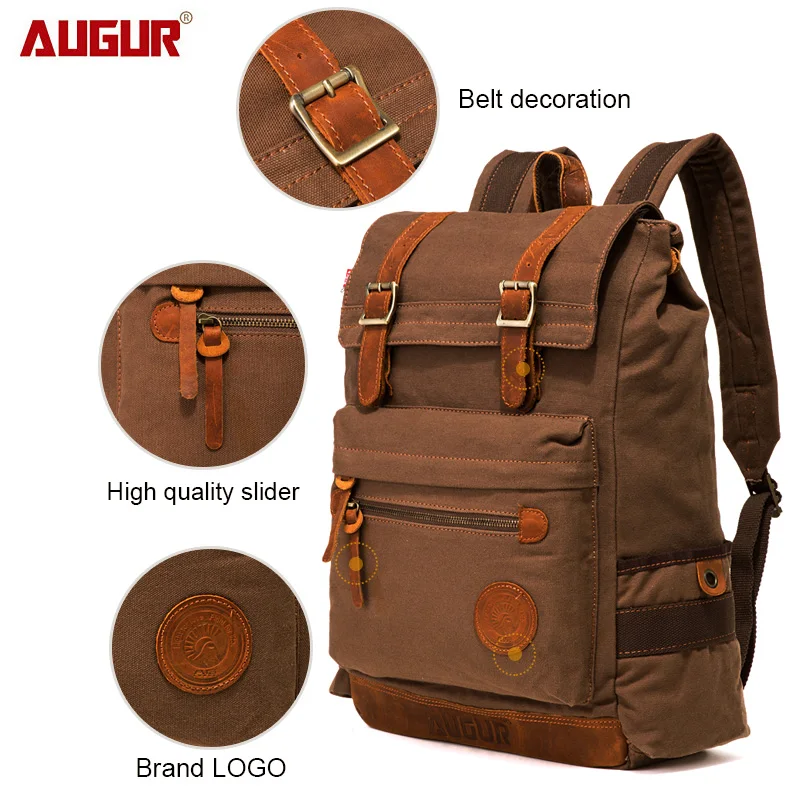 Imagem -03 - Mochila de Lona dos Homens 17 Polegada Mochilas Portáteis para Homens Mochila Escolar Casual Pacote Viagem Grande Backbag Mochila