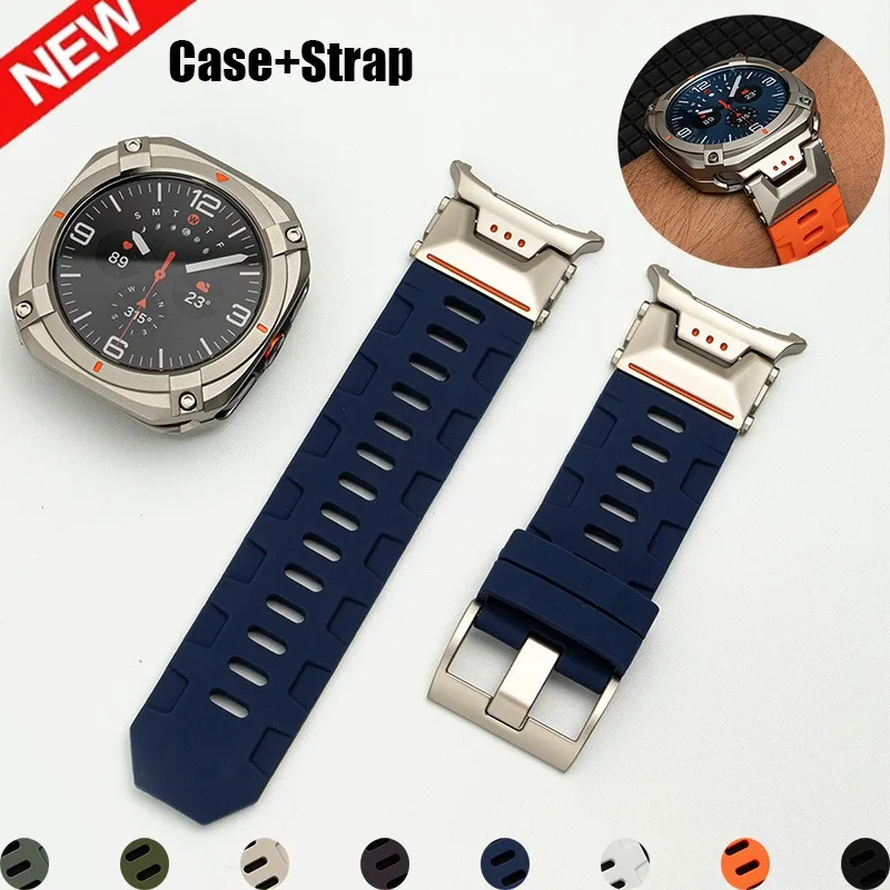 

Metal Case+Strap for Samsung Galaxy Watch Ultra 2025 Silicone Sport Bracelet for Galaxy Watch7 Ultra47mm Metal Protective Case