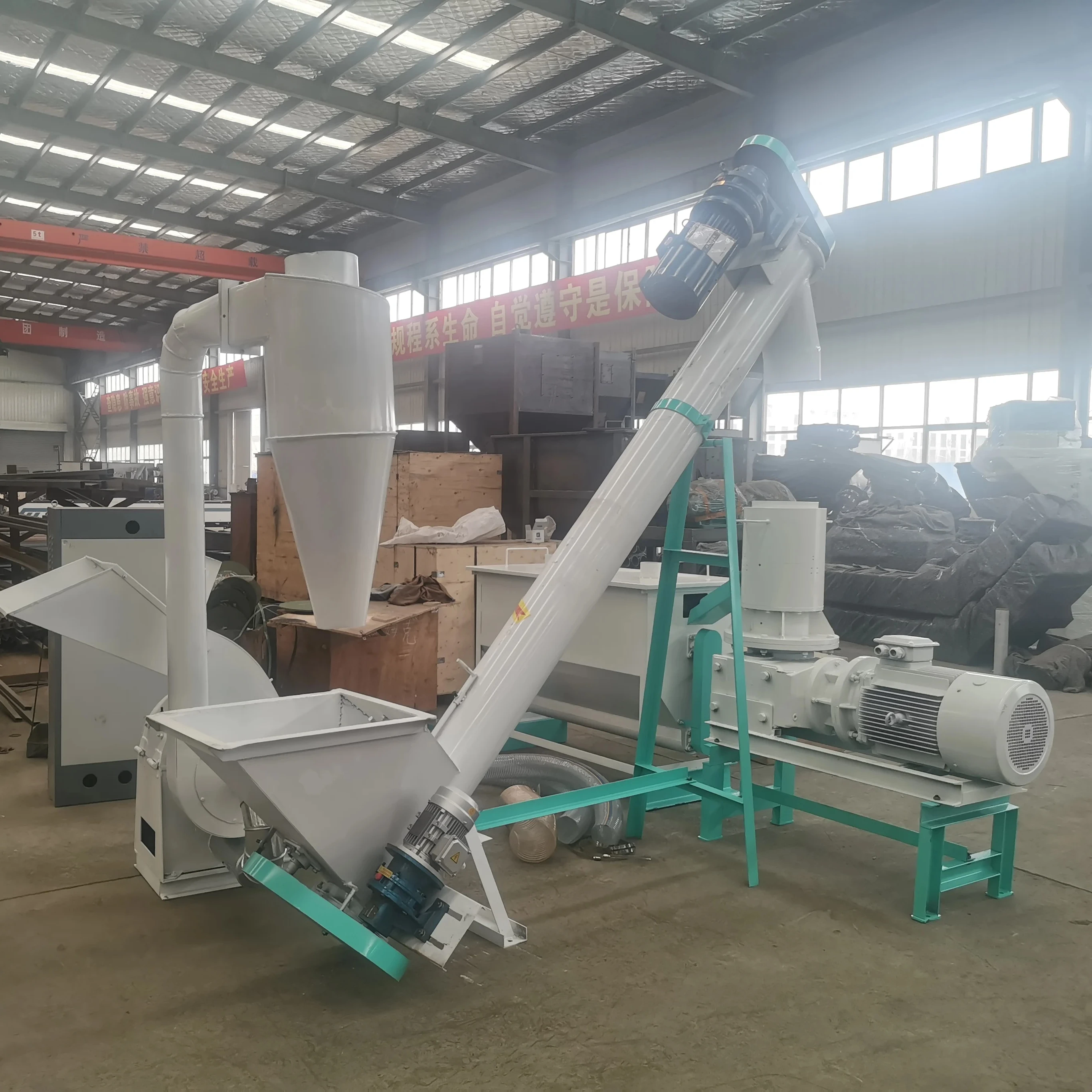 300 Kg/h CE Automatic Biomass Pellet Line HomeMade Flat Wood Pellet Mill Animal Feed Wood Press Pellet Machine Production Line