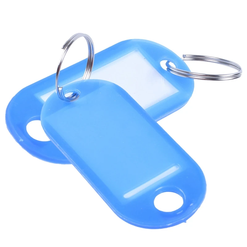 80 Pcs Key ID Label Tags Split Ring Keyring Keychain Blue