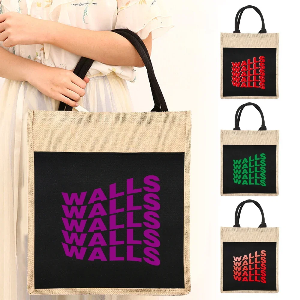 

Shopper Bags Reusable Linen Shopping Bags Women's Tote Grocery Shopping Bag Wall Series Convenient Picnic Bag Supermarket