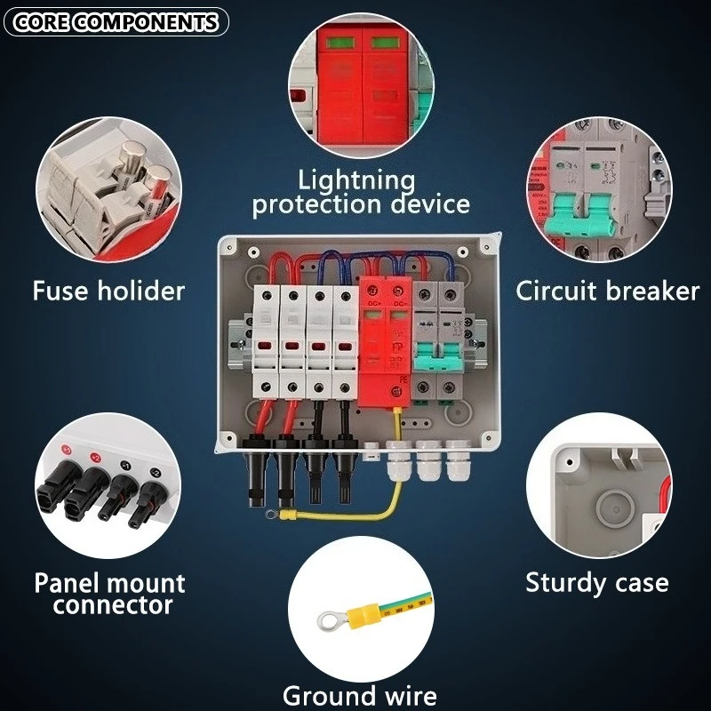 DC600V Solar PV Combiner Box Plastic 1/2 In 1/2 Out DC Switch Box For Photovoltaic Power System