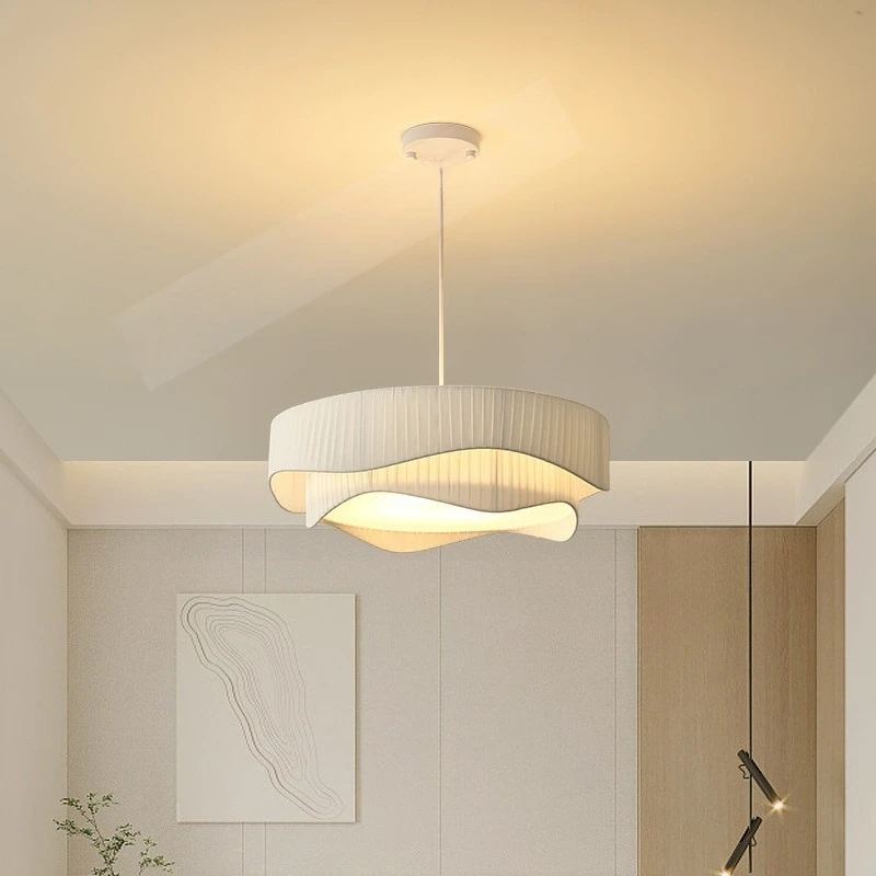 Nordic minimalist bedroom cream wind fabric suction chandelier modern minimalist master bedroom light ins net